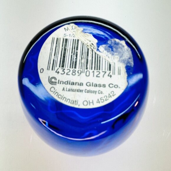 Vintage Indiana Glass Cobalt Blue Flower Vase Swirled Diamond 3D Effect Ohio USA - Picture 4 of 12